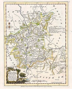 map Worcestershire Ellis & Fowler copper engraved 1765 original - Picture 1 of 3