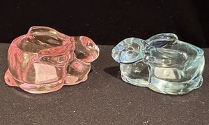 Set of 2 Glass Robbie Tealight Candle Holders - Picture 1 of 10