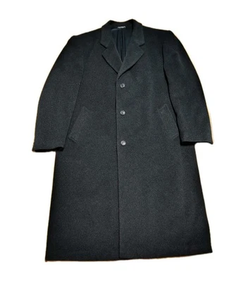 Abrigo de cachemir tejido italiano gris carbón para hombre 42L largo 3 botones parte inferior dividida Foto 1 de 4