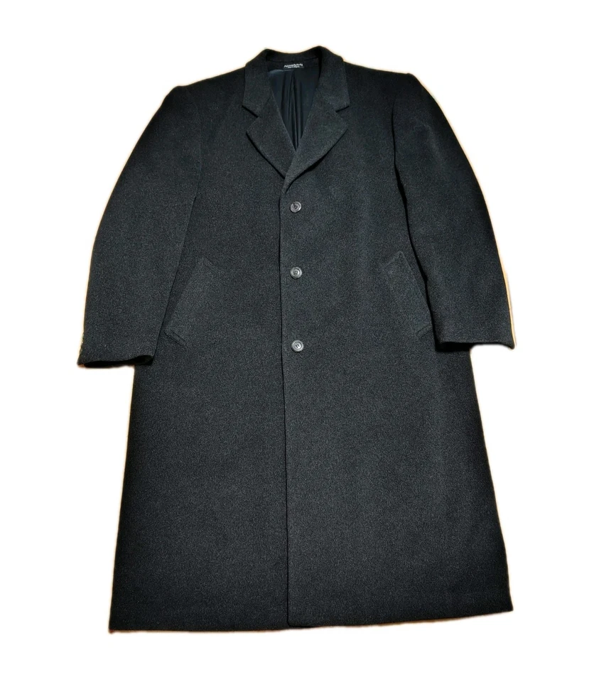 Cashmere Coat Italian Weave Charcoal Gray Men's 42L Long 3-Button Split Bottom - Изображение 1 из 4