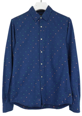SCOTCH & SODA Shirt Men's MEDIUM Blue Polka Dot Spread Button Up - Image 1 of 4