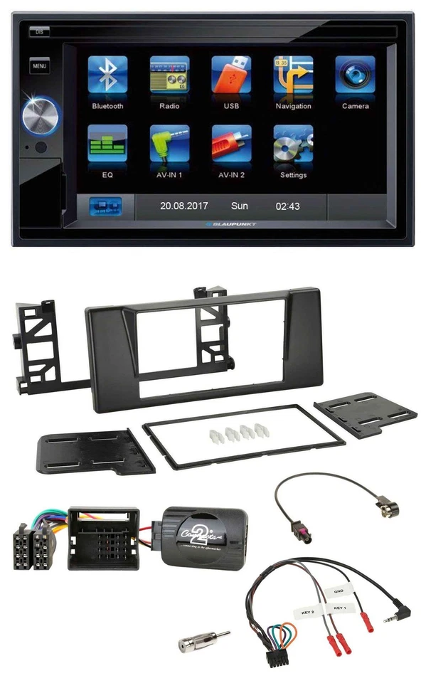 Blaupunkt 2DIN Bluetooth TMC USB Lenkrad SD Navigation für BMW 5er E39 01-03 Qua - Bild 1 von 4