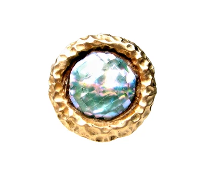 Anel de bronze dourado estilo antigo - Pedra Abalone - Tamanho 12 - Imagem 1 de 3