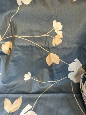 TECIDO DE ESTOFAMENTO DE ALGODÃO VINTAGE "jardim de flores" estampa azul BOB VAN ALLEN 55x87 - Imagem 1 de 4