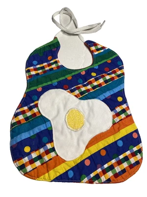 Babero niño vintage hecho a mano huevo frito corbatas tamaño más grande  Foto 1 de 4