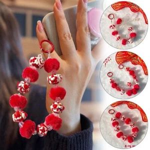 Hand-painted Bead Mobile Phone Chain Bag Hanging Bracelet New Year Atmosphere - Photo 1 sur 18