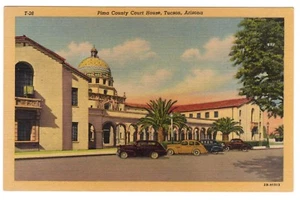 Postal vintage Arizona Pima County Court House Tuscon Arizona T26 autos antiguos - Imagen 1 de 2
