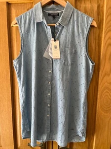 Brand New Tommy Hilfiger Sleeveless Button Up Embroidered Vest Top US 10 UK14 - Picture 1 of 6