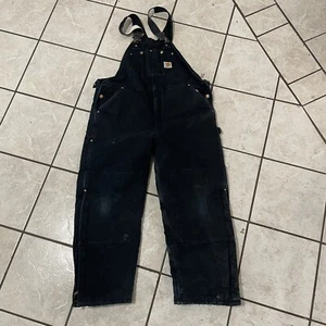 Carhartt Overalls Mens 42x30 R03 BLK Duck Canvas Double Knee Insulated - Picture 1 of 13