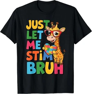 Just Let Me Stim Bro Boys Autistic Giraffe Autism Awareness T-Shirt Hoodie - Picture 1 of 18