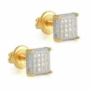 Pendientes cuadrados de plata 925 Hip Hop Iced de 7 mm A9343 - Imagen 1 de 10