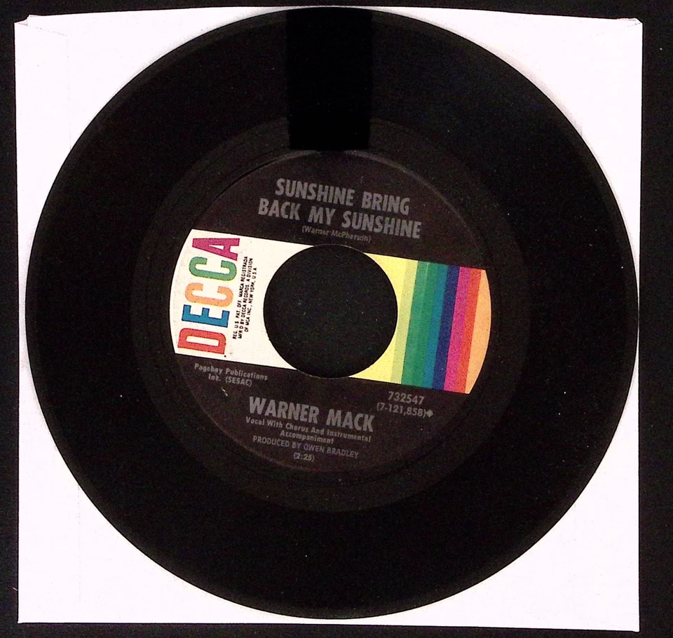 WARNER MACK I'LL STILL BE MISSING YOU/SUNSHINE BRING BACK MY...VINYL 45 VG 36-54 Foto 1 de 2