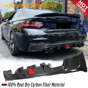 100%REAL CARBON For BMW M235i M240i F22 F23 14-19 Rear Bumper Diffuser Lip W/Led - Bild 1 von 12