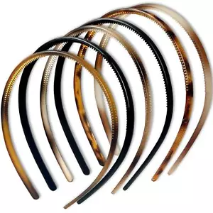 6-pack Multi-color Plastic Skinny Headbands with Teeth Comb for Women and Girls - Picture 1 of 6