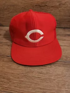 VTG 80s CINCINNATI REDS C Snapback Official MLB Hat Baseball Cap Green Bill - Picture 1 of 5