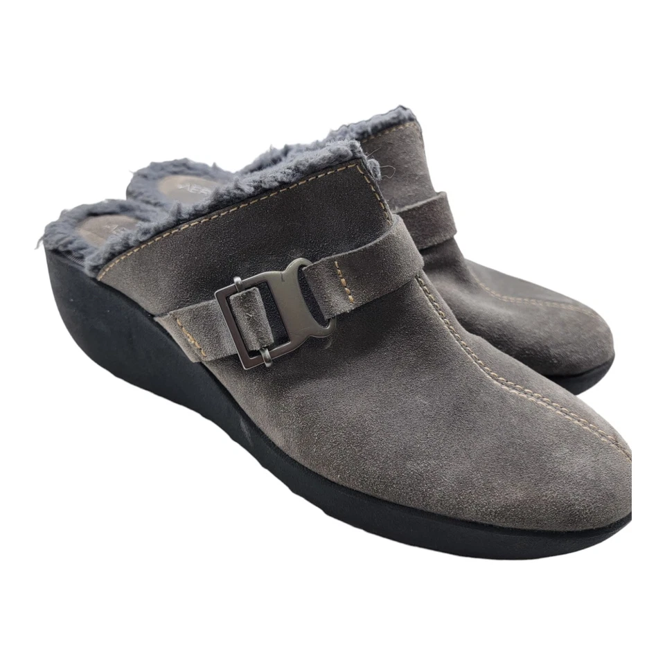 Zapatos en aerosoles para mujer talla 8,5 gris remachado gamuza zuecos piel sintética mulas  Foto 1 de 4