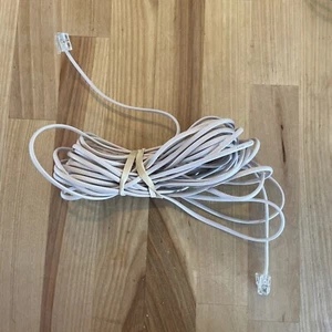 25 FT Feet RJ-11 4C Modular Telephone Extension Phone Cord Cable Line Wire White - Picture 1 of 4