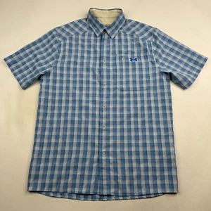 Camicia Under Armour uomo blu a quadri poliestere misto nylon manica corta aderente - Foto 1 di 9