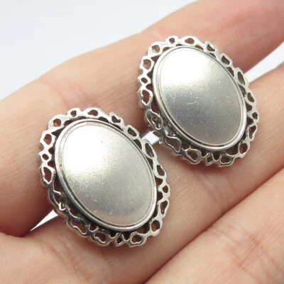 925 Sterling Silver Vintage Anson Oval Frame Cufflinks - Image 1 of 4