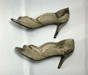 Adrienne Vittadini Snake Print Open Toe Pump Size 7 1/2  NWOT  - Picture 1 of 7