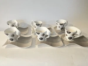2005-08 Villeroy & Boch New Wave Caffé Chocolate Drops Snack Plate & Mugs 12 Pcs - Picture 1 of 7