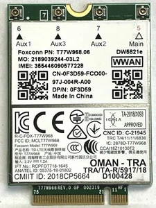 Dell Latitude 5420 5424 7424 T77W968 DW5821e Snapdragon X20 LTE F3D59 - Picture 1 of 1