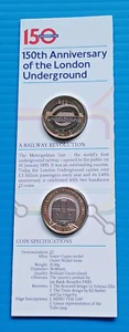 £2 Coins x 2. LONDON UNDERGROUND 150th ANNIVERSARY TWO POUND COINS 2013 BUNC. - Picture 1 of 3