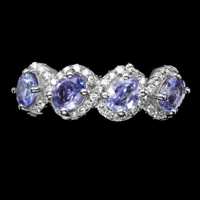 925 Sterling Silver Oval Blue Tanzanite 5x4mm Simulated Cz Ring 8 - Image 1 of 4