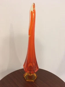 Vintage Viking Glass Amberina Epic Column Footed Swung Vase 14" - Picture 1 of 7
