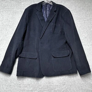 Mens Corduroy Slim Fit Navy Blue Blazer Jacket Casual One Button Size XXL - Picture 1 of 10