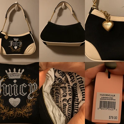 Bolso de hombro Juicy Couture Heritage - Regaliz/Ángel - Nuevo con etiquetas - Cartera con logotipo de escudo Foto 1 de 4