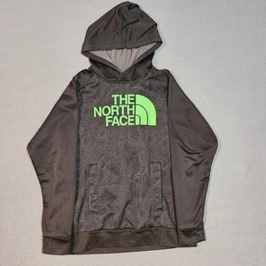 North Face Hoodie Boys Large Black Green Pullover Hooded Sweatshirt Polyester - Picture 1 of 10