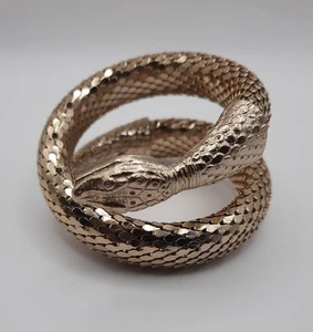 Whiting & Davis Mesh Gold Tone Wrap Around Coil Snake Bracelet Vintage - Picture 1 of 5