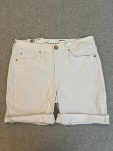 Seven7 Sunset Bermuda Shorts Womens Size 6 White Stretch Denim 9" Inseam NWT $59 - Picture 1 of 14
