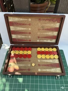 Vintage Bakelite Backgammon Game Set Swirl Red & Butterscotch - Picture 1 of 22