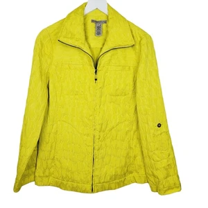 SHARON YOUNG Citrus Chartreuse Crinkle Zip Front Jacket Blazer - Size Small - Bild 1 von 5