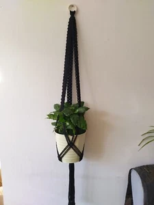 Handmade Macrame Plant Hanger Black For Minimum 15cm Pot - Picture 1 of 5