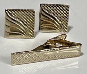 Swank SET Cuff Links & Tie Clip Vintage 60s 70s Classic Elegant Men's Fashion - Imagen 1 de 7