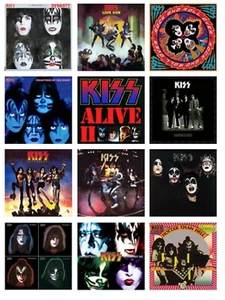 KISS SET OF 12 THIN FLEXI MAGNETS FREE UK P&P BIRTHDAY ROCK BAND ALBUMS MUSIC - Picture 1 of 1