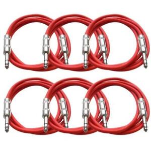 Seismic Audio SATRX-6 - 6 Pack of Red 6 Foot 1/4" TRS Patch Cables
