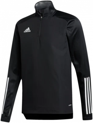 adidas Youth Kid's Warm Up Top Jacket EK5459 1/4 Zip Thumb Holes Fleece Black - Image 1 of 4
