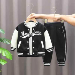 New Kids Baseball Suit Boys Girls Casual Sports Coat Pants Spring Autumn Outfits - Picture 1 of 14