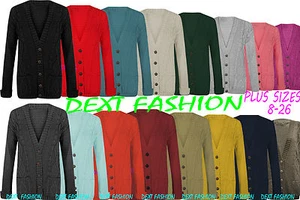 DAMEN NEU GROB ZOPFMUSTER BOYFRIEND WINTER PULLOVER STRICKJACKEN GRÖSSE 8-22 - Bild 1 von 20