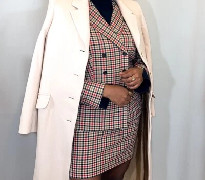 M&S Vintage Check High Waist Skirt Suit Blazer Jacket M C93 - Image 1 of 4