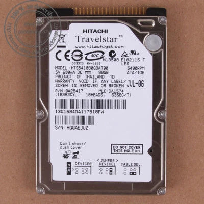Hitachi 80 GB 2.5" 5400 RPM 8 MB IDE PATA Hard Disk Drive HDD HTS541080G9AT00 - Bild 1 von 2