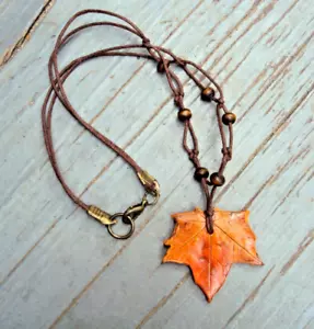 Collar Hoja de Arce Hecho a Mano Naranja Polímero Arcilla Colgante Otoño Gargantilla Regalo - Imagen 1 de 12
