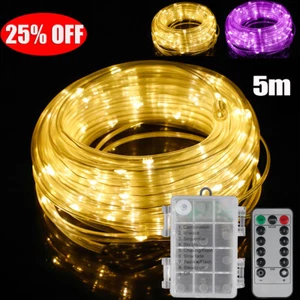 LED Battery Rope Tube String Fairy Night Lights Strip Waterproof Outdoor Garden - Picture 1 of 14