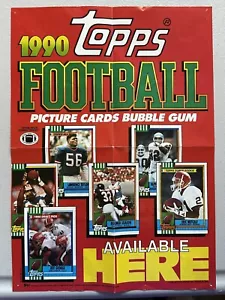 1990 TOPPS FOOTBALL CARD 10x14 INCH SMALL FOLD-OUT POSTER BOX TOPPER PROMOTIONAL - Picture 1 of 3