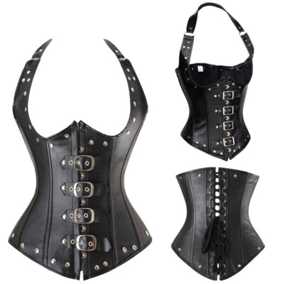 Mujeres Clásico Negro Corsé Bustier Gótico Burlesque Cintura Entrenador Sobre Busto Prendas para el torso Foto 1 de 4