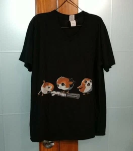 Porg Star Wars T-Shirt Cotton women's Funny Adult V neck - Picture 1 of 4
